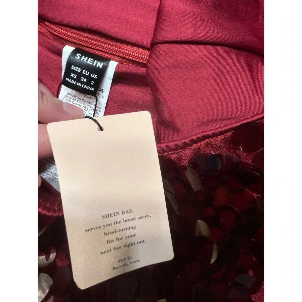 Y2K Festival Clubwear Burgundy Disc Sequin Mini‎ Skirt Party Night Out Disco